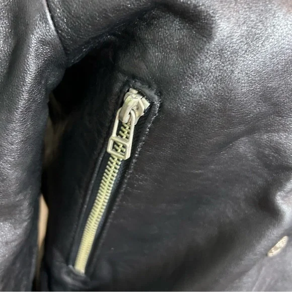 Rondes et Jolies Vintage Leather Biker Jacket with Belt - Picture 7 of 12